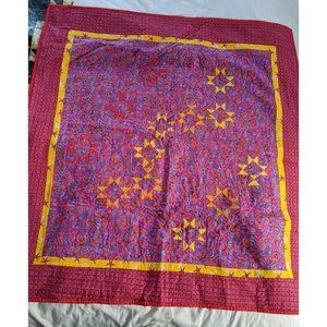 Handmade Artistic Quilt 41"x20"Quilted Bright Stars Lap Quilt